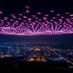 Drone show in Indonesia at night